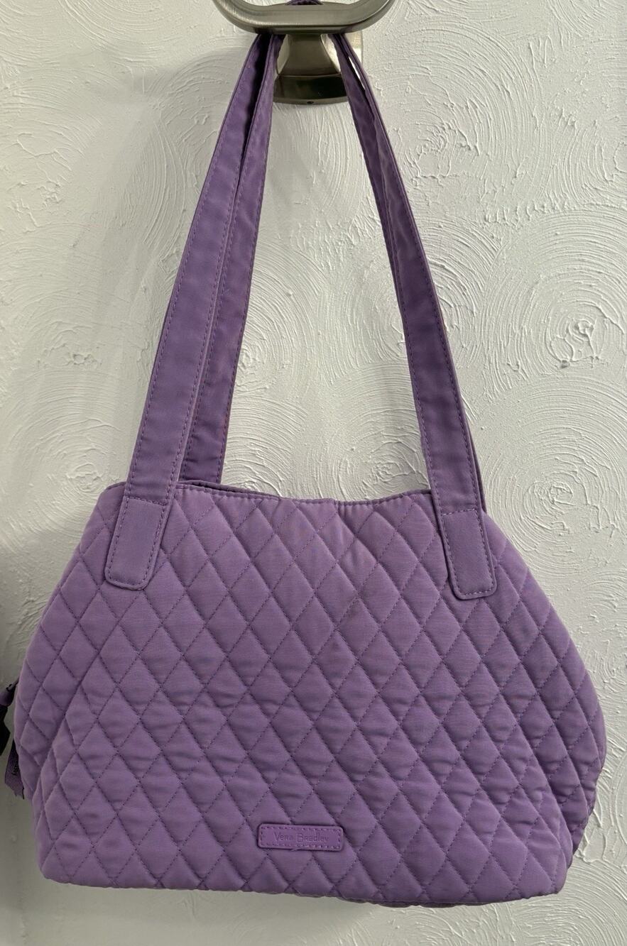 Vera Bradley Quilted Trapezoid Tote Bag Purple Lavender 9x14x5